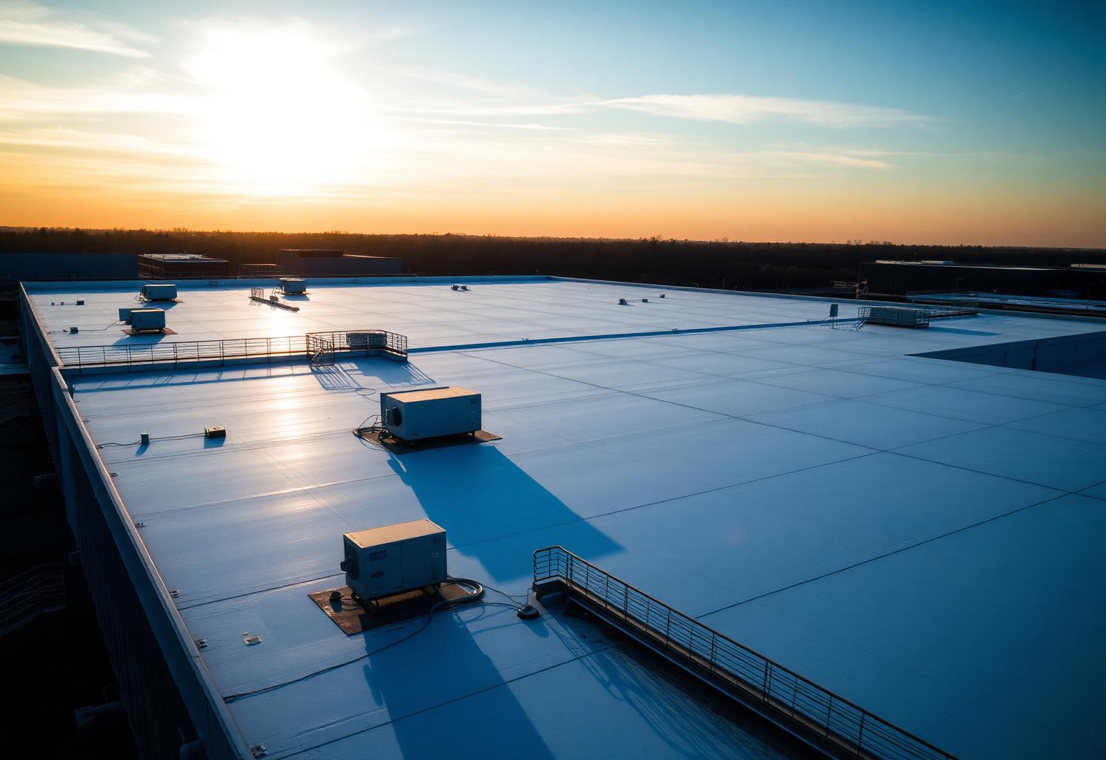 Flat commercial roof installation
